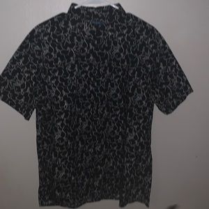 Black flower pattern button up shirt